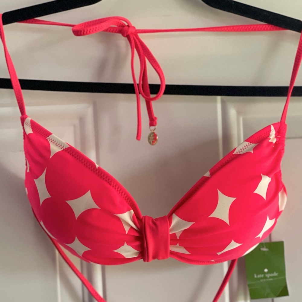 NWT RARE KATE SPADE Dive Right In Marmount Halter String Bikini Top In Geranium